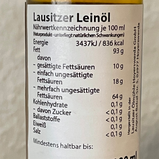 Lausitzer Leinöl (kaltgepresstes Leinöl), 100ml